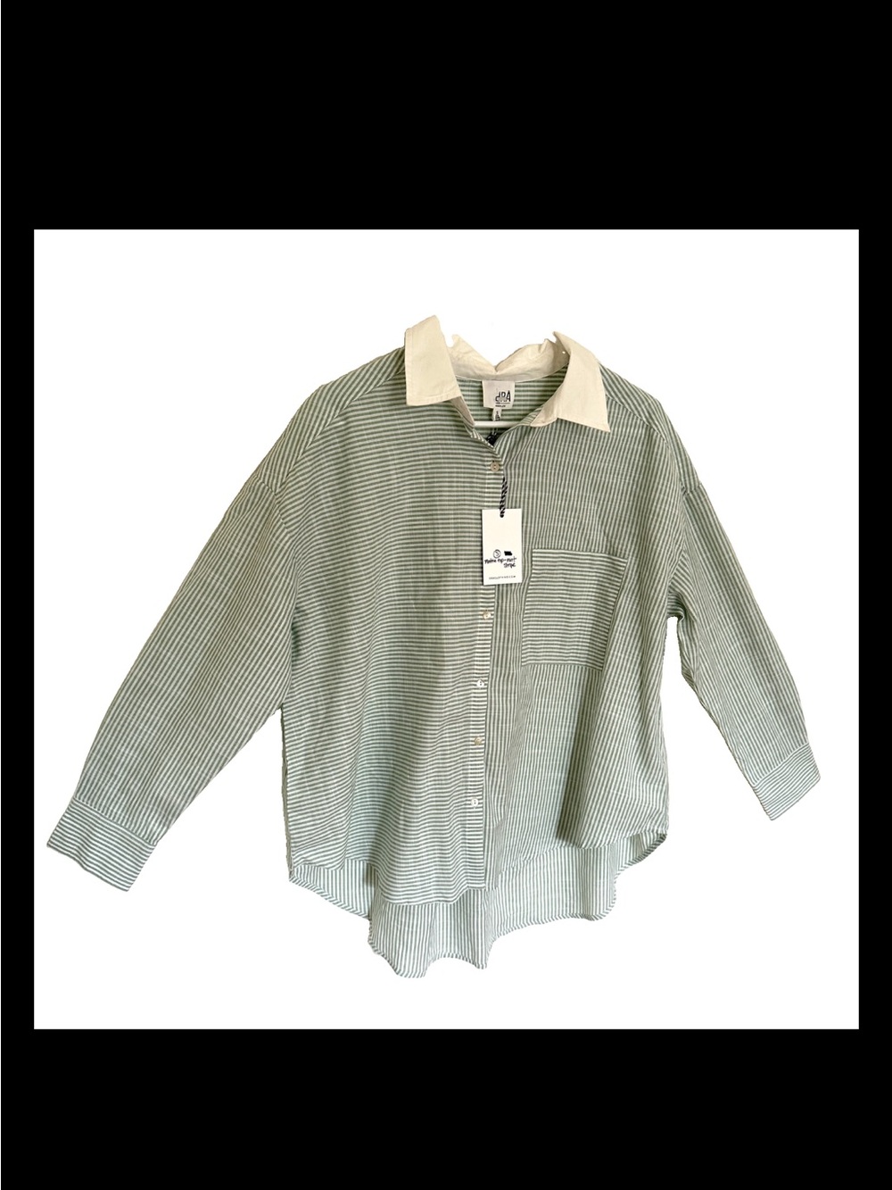 dRA Los Angeles Mattie Top Mint Stripe Button Down Shirt